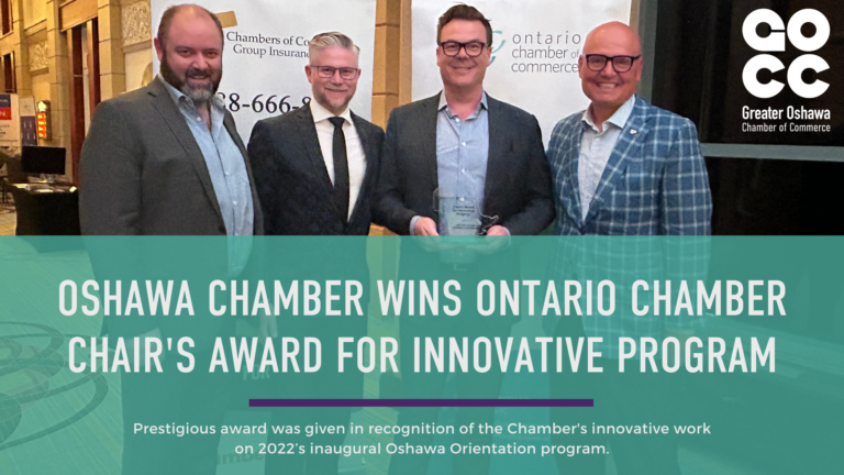 Read more about the article Oshawa Chamber of Commerce Wins Ontario Chamber Chair’s Award for Innovative Program