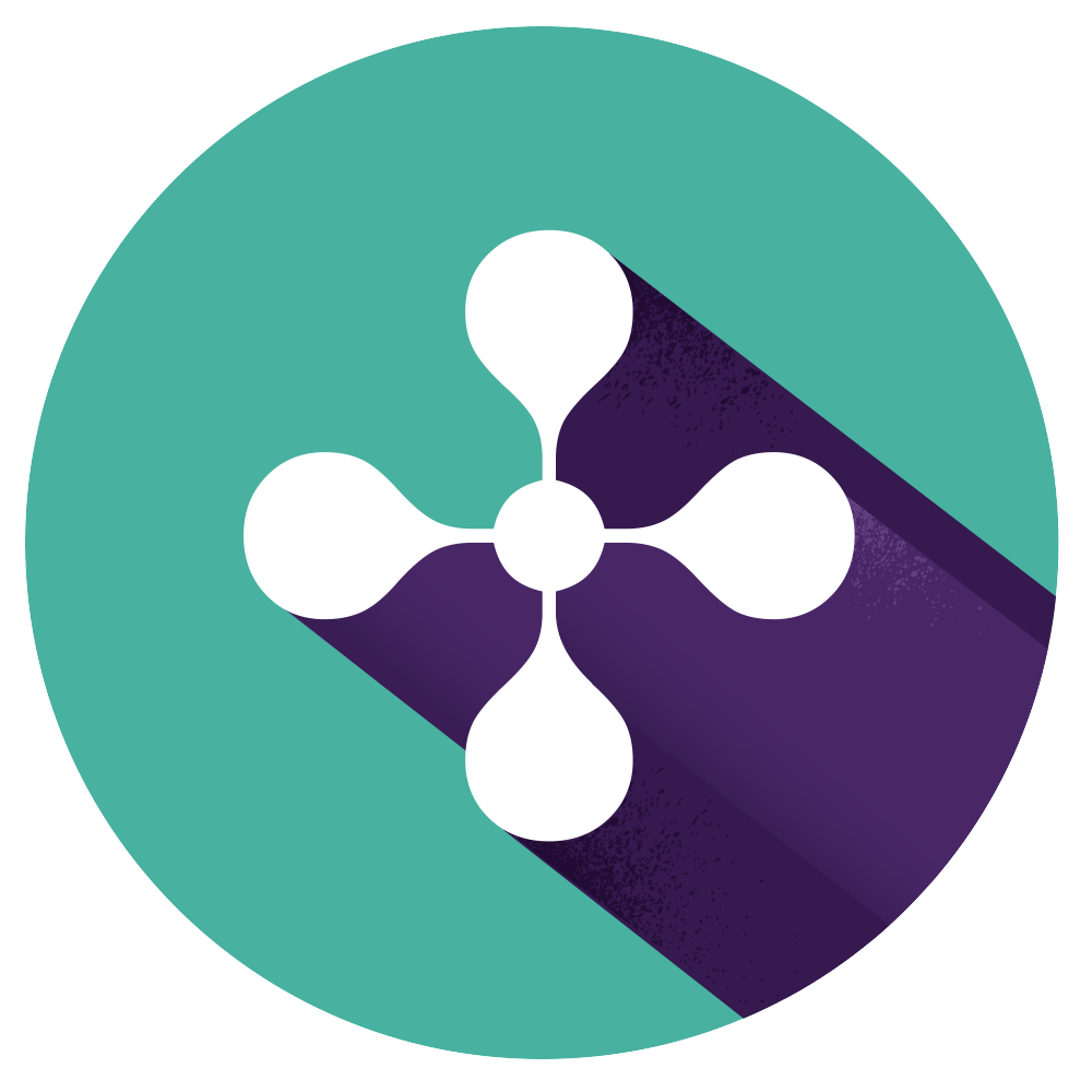 Green and purple asterisk icon that represents connection