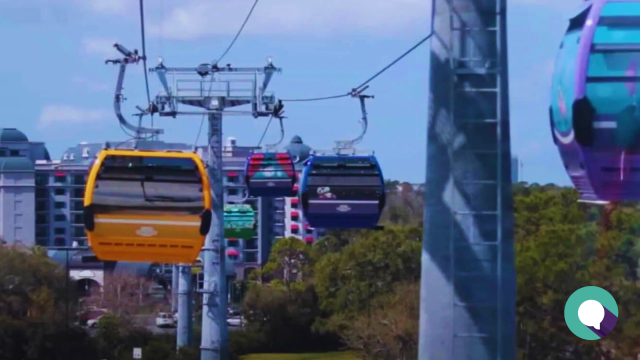 Photo of elevated cable cars in unknown city.