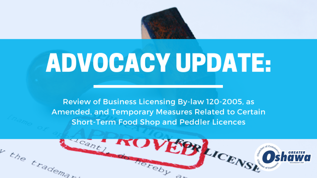 Featured image featuring photo of rubber stamp saying approved and including blog article title Advocacy Update: March 2023 - Review of Business Licensing By-law 120-2005, as Amended, and Temporary Measures Related to Certain Short-Term Food Shop and Peddler Licences