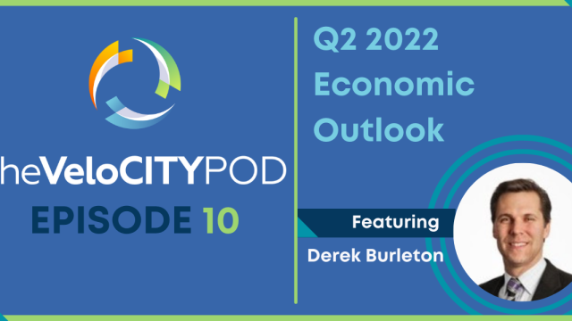 Header image with photo of Derek Burleton, VP of TD Bank and podcast episode title Derek Burleton - Q2 2022 Economic Outlook