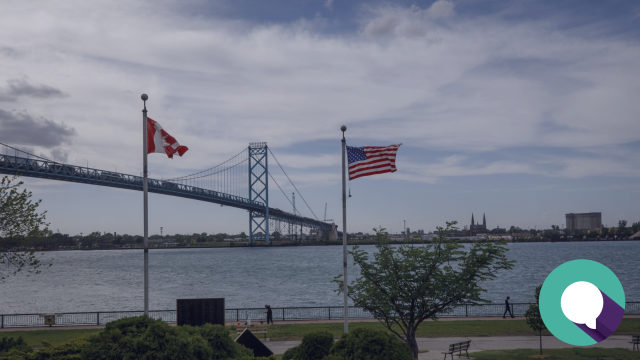 Photo of Windsor/Detroit boarder bridge, overlain with text "Letter of Concern - Canada Boarder Services Agency Strike"