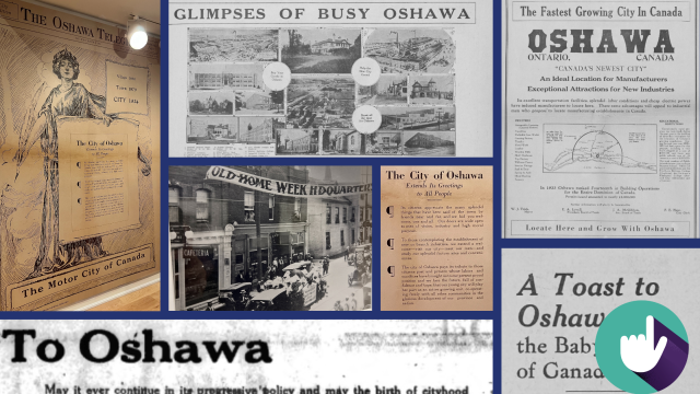 Collage of archival photos from Oshawa's 100 year history.