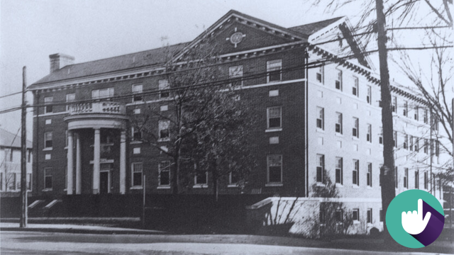 Archival photo of the YWCA Durham building exterior from the SW corner